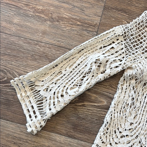 Ecote Anthropologie Studded Crochet Knit White Boho Top Lace 100% Cotton XS - Picture 8 of 12